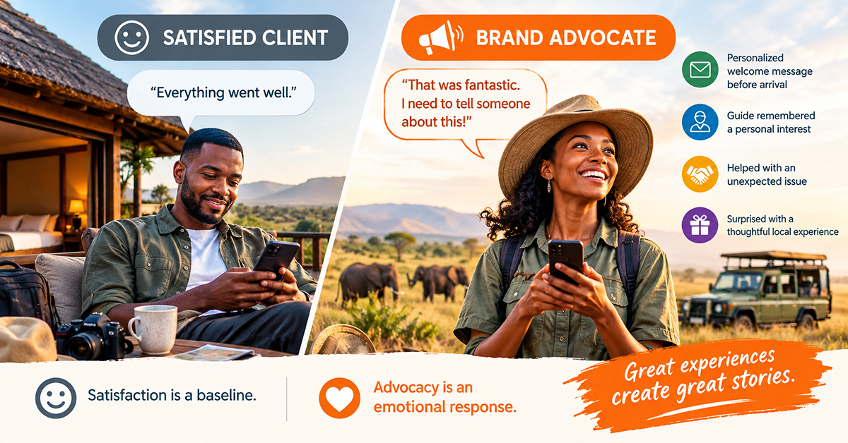 How to Turn Happy Travel Clients into Powerful Brand Ambassadors 2 Satisfied Client to Brand Advocate